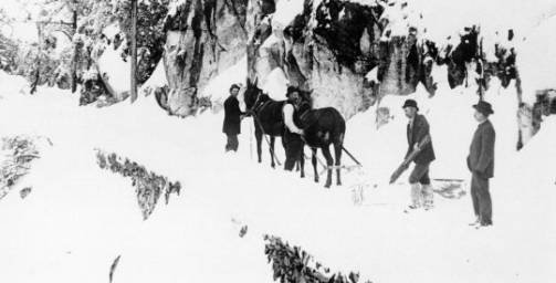 horse drawn snow plow, Alpine Division