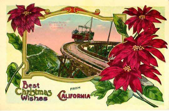 Mt. Lowe Railway Christmas postcard